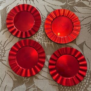 Set of Four Red Decorative Chargers